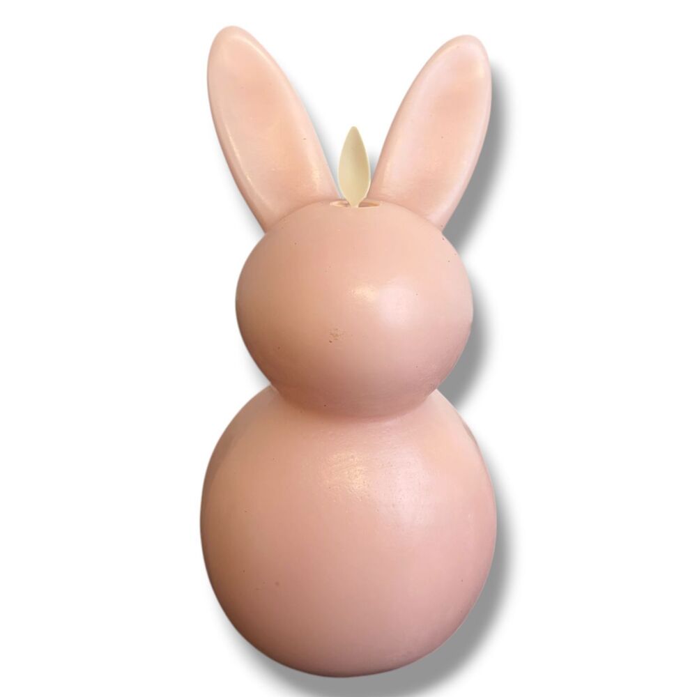 Luminara Flameless Easter Bunny Candle Dusky Rose - Moving Flame - 8" Large NEW